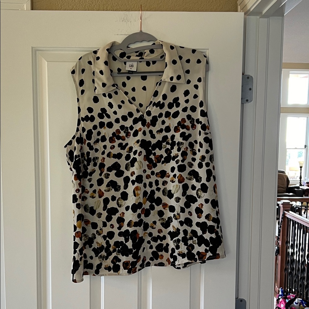 Chico's Black and Brown Polka Dot Blouse